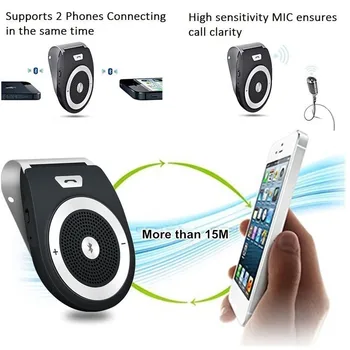 

Wireless Blueteeth BT4.1 Handsfree SpeaKer For Phone MP3 Car Kit Sun Visor Clip Drive Car Charger Adapter Cigarette Lighter