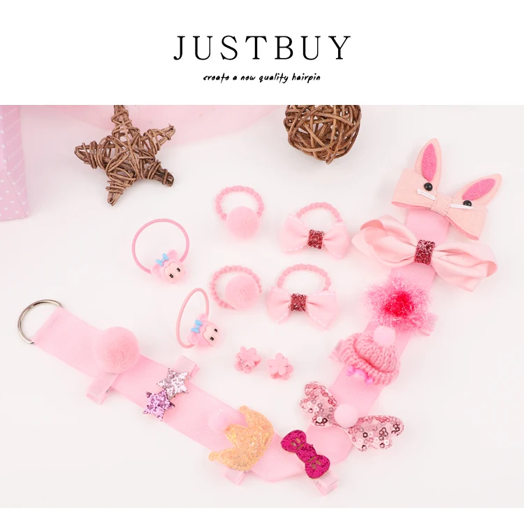 Kids Children Hair Accessories Hairpins Barrettes Baby Fabric Bow Flower Princess Hair Clip Girls Elastic Hair Bands Ties in Box