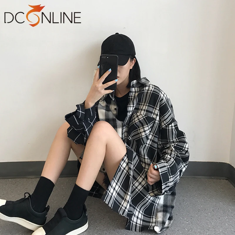 2 стиля клетчатая рубашка для женщин Bangtan мальчиков блузка Корея мода плюс размер