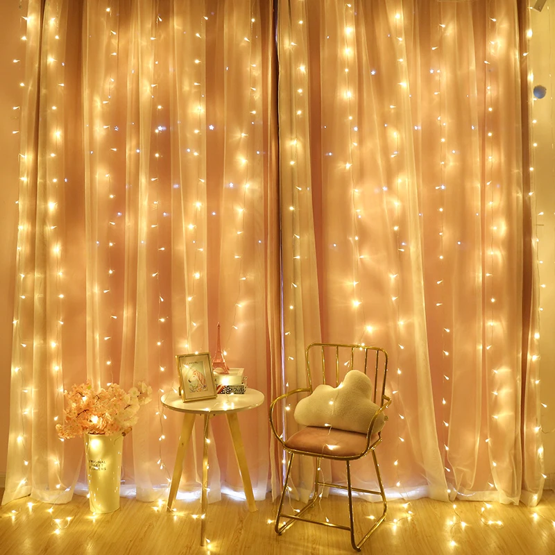 

Led Curtain Fairy Light Ice Lamp For Christmas Eve Diwali Wedding Party Decorative Lights French Window Home Accessories 3*3m