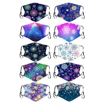 

1pc Adult Christmas M-a-s-k Design Fashion 3D Bling Colorful Face-patch New Year Christmas Decoration Washable Reusable Cloth