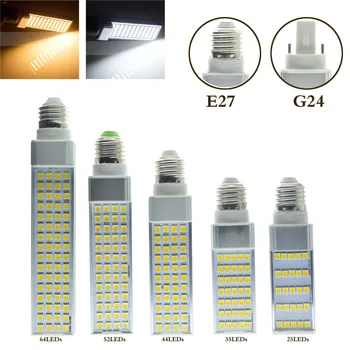 

1pcs Horizontal Plug Lamp LED Bulb 10W 12W 15W 18W 20W COB LED E27 G24 COB Corn Light Lamp Warm White AC85V-265V Side lighting
