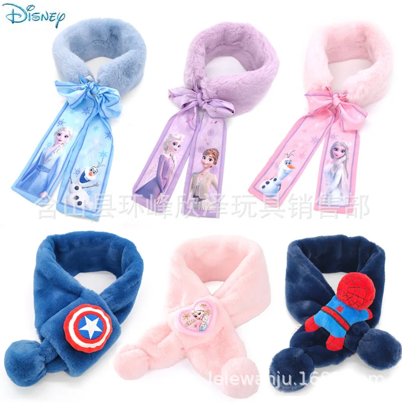 

Disney Bib Frozen Elsa Queen Princess Anna Girl Winter Warm Scarf Marvel Spiderman Plush Interspersed Boys Scarf Christmas Gift