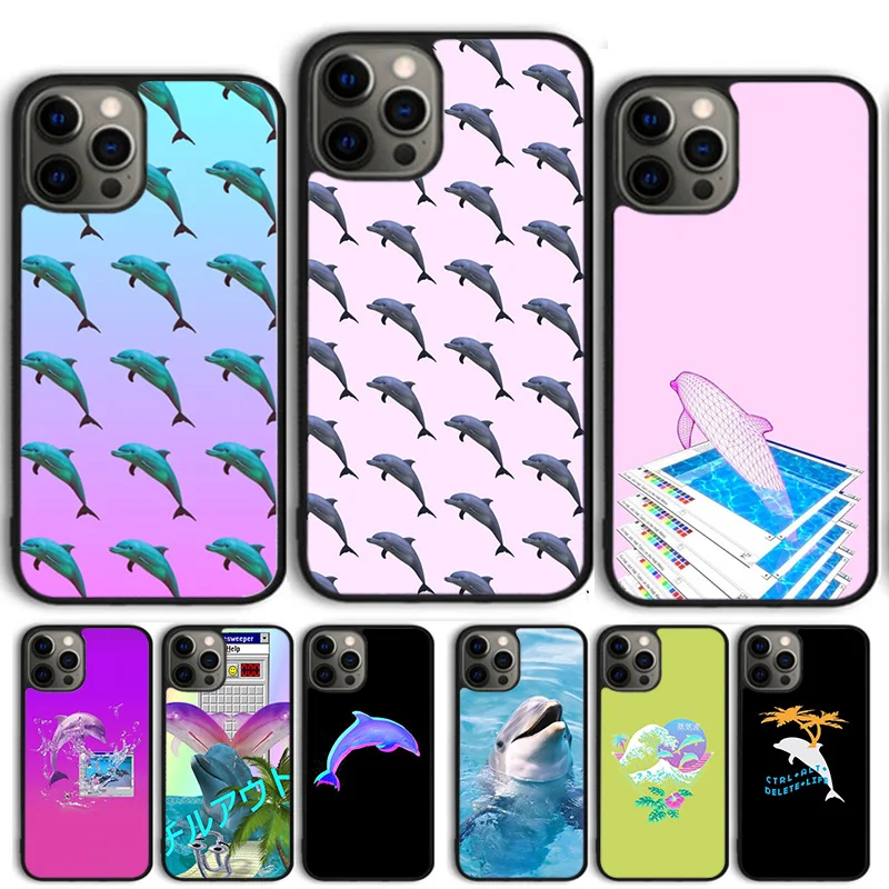 Чехол для телефона Vaporwave Dolphin чехол iPhone 14 13 12 Pro Max mini 11 XS X XR 5 6S 7 8 Plus SE 2020 | Мобильные