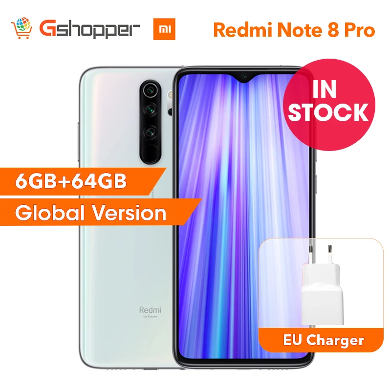 

Global Version Xiaomi Redmi Note 8 Pro 6GB RAM 64GB ROM Smartphone 64MP Four Rear Camera MTK Helio G90T Octa Core 6.53" 4500 mAh