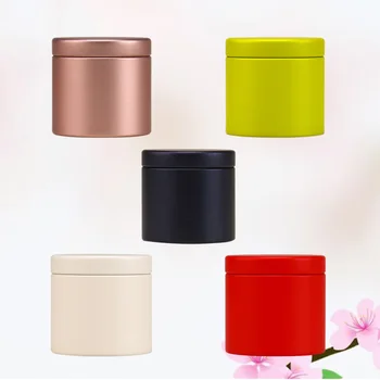 

5pcs Round Tinplate Box Mini Portable Tea Leaf Storage Container Candies Organizer Home Storage Box (Black+Red+Golden+White+Gree