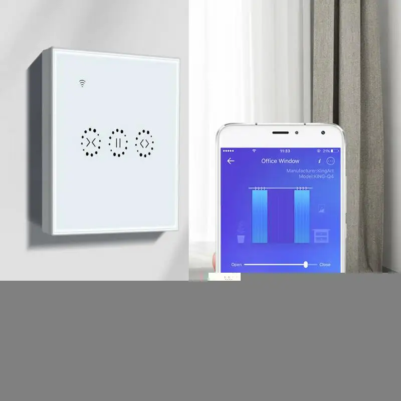 

Intelligent ABS RC Flame Resistant WIFI Energy Saving Curtain Switch Touch Window Plug-In Roller Shutter Countdown Voice Control
