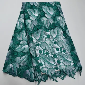 

Latest Nigerian Water Soluble Lace Fabric 5 Yard African Guipure Cord Lace Fabric With Stones Green Cord Laces For Party RR5-5