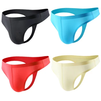 

4pcs Mens sexy Silk Gay Underwear Men Thong G String Homme Jockstrap Men's Briefs Underpants Man Male Pouch Lace Panties 00809