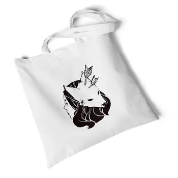 

Fashion Character Printed White Canvas Bag Shoulder Bag Reusable Original Handbag Storage Foldable Large Travel Bag