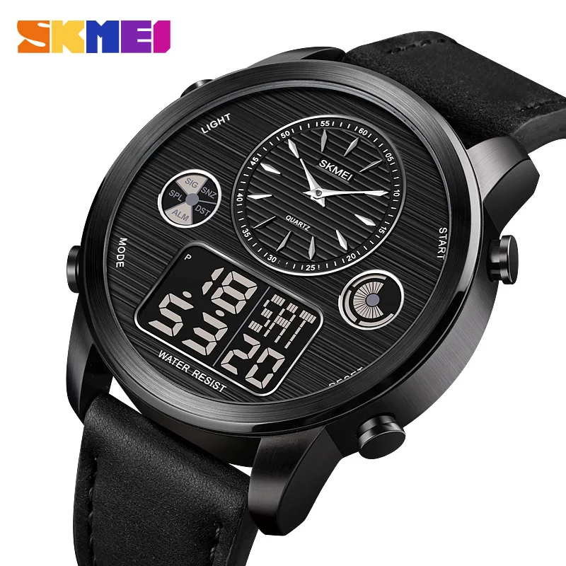SKMEI World Time cyfrowe zegarki męskie podwójny ruch moda męski ...