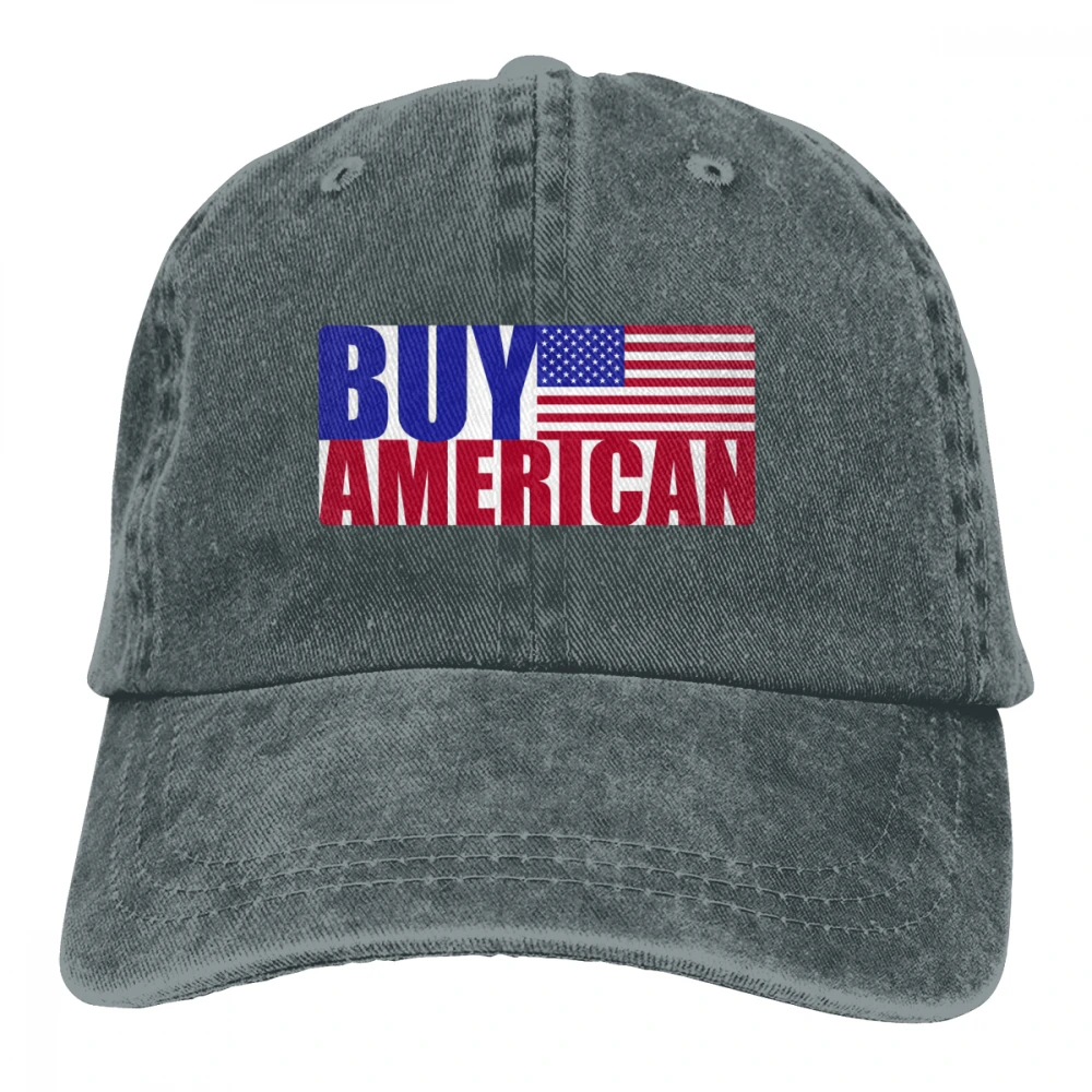Buy American Casquette Black Unisex Mens Womens Denim Strapback Baseball Cap Adjustable Golf Dad hat
