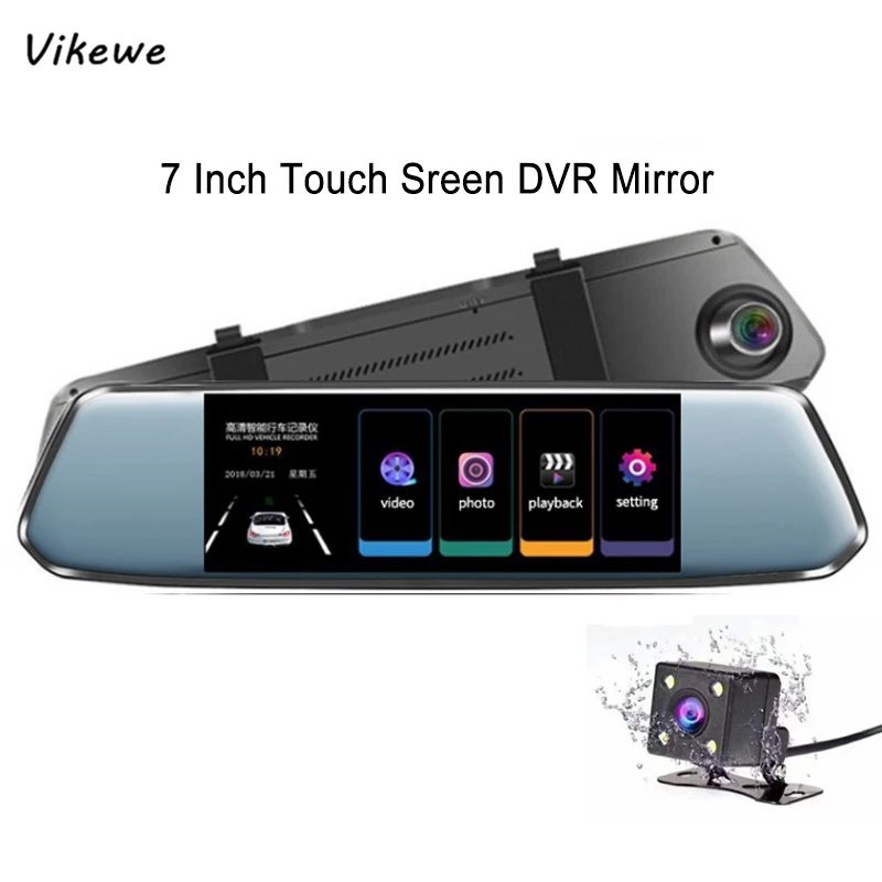 Vikewe Автомобильный видеорегистратор с двойным объективом 7 0 дюйма Full HD 1080P