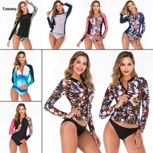 Lunamy, винтажный купальный костюм из двух частей, женский купальник с длинным рукавом и цветочным принтом, купальный костюм для девочек, костюм для серфинга с трусиками