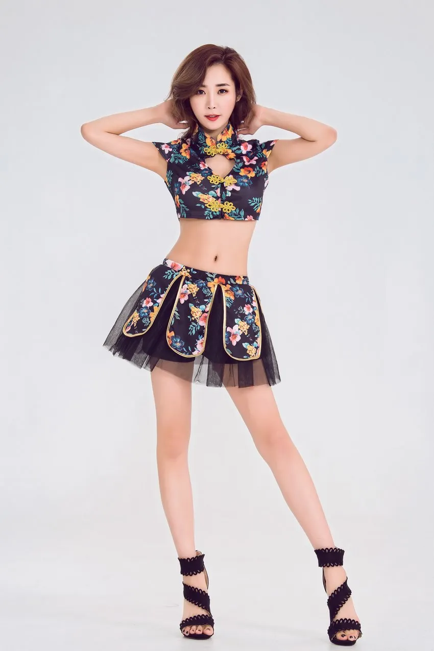 Сексуальный Ретро Cheongsam костюм Болельщицы одежда футбол баскетбол Cheer Team девушка Черлидинг униформа сценическая