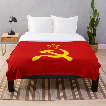 

USSR Hammer and Sickle CCCP retro Russian So Throw Blanket Soft Sherpa Blanket Bed Sheet Single Knee Blanket Office Nap Blanket