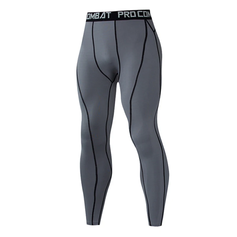 Комплект термобелья, Одноцветный компрессионный спортивный базовый слой, осенне-зимний спортивный костюм для бега, спортивный костюм для фитнеса, мужской спортивный костюм - Цвет: gray  pants