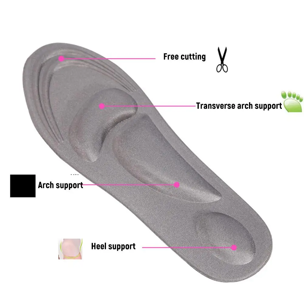 2 пары 4D флока стельки из пены, запоминающие форму супинатор ортопедический стельки вставка для спортивной обуви рабочие ботинки прогулочная обувь унисекс