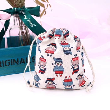 

5pcc/lot 14x16cm Small Cute Girls and Boys Hand Gift Cotton Bags Favor Cosmetic Lipsticks Hand Cream Napkin Packing Dust Bags