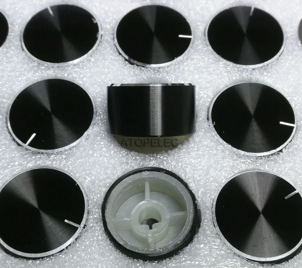 

10pcs 24mm*13mm Aluminum DAC CD Amplifier Potentiometer Volume Knob 6mm D-Type Shaft High Quality Black/Silver Color