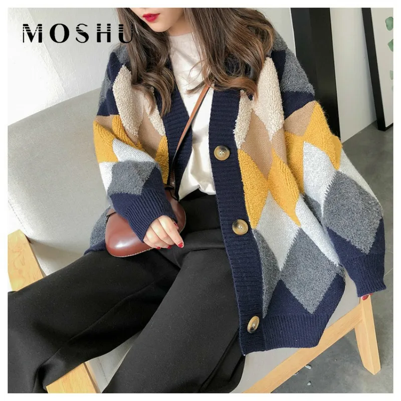 Tanie Kobiety chusta swetry moda Casual przyciski swetry rozpinane pojedyncze piersi Puff rękaw luźny sweter jesień zima 2019 znosić