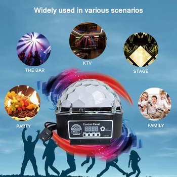 

9-Color LED Sound-Activated Digital Display Crystal Magic Ball Stage Light Disco Laser Light Family Atmosphere Light Party Light