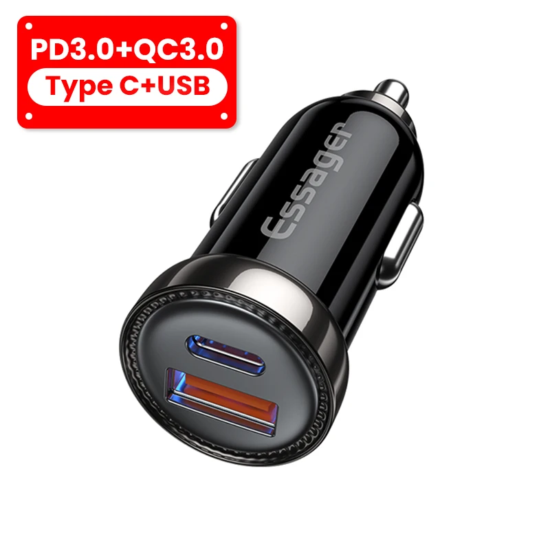 car usb port Essager Mini 20W USB Car Charger For iPhone 12 Pro Max QC 3.0 Quick Charge Type C Charger in Car Fast Charging for Mobile Phone type c car charger Car Chargers