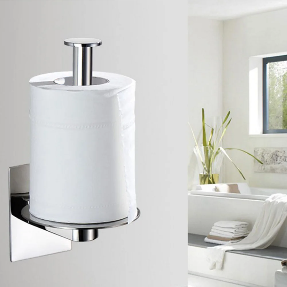 Hardware Self Adhesive Roll Holder Tissue Shelf Bathroom Kitchen Accessories Stainless Steel Polished Practical Toilet Paper