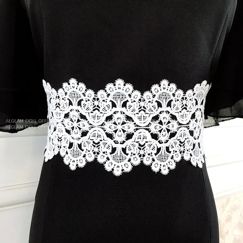 Летнее Черное шифоновое платье Vestidos с рукавами-бабочками и открытыми плечами, кружевное лоскутное облегающее платье длиной до колена, Сексуальные вечерние платья