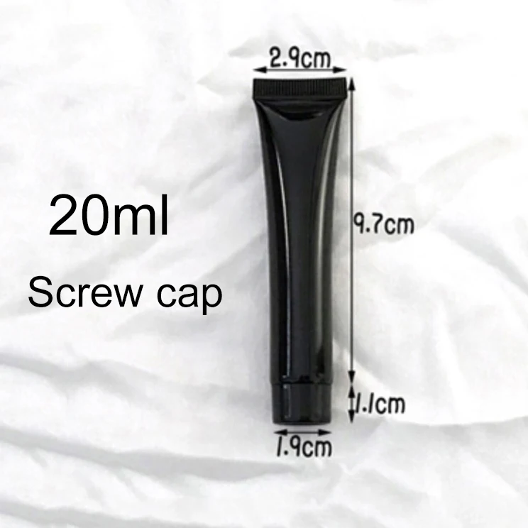 20ml 10 мл, 30 мл, 50 мл, 100 мл, 200 г, черная пластиковая мягкая бутылочка, упаковка для лосьона и крема, пустой косметический контейнер - Цвет: 20ml