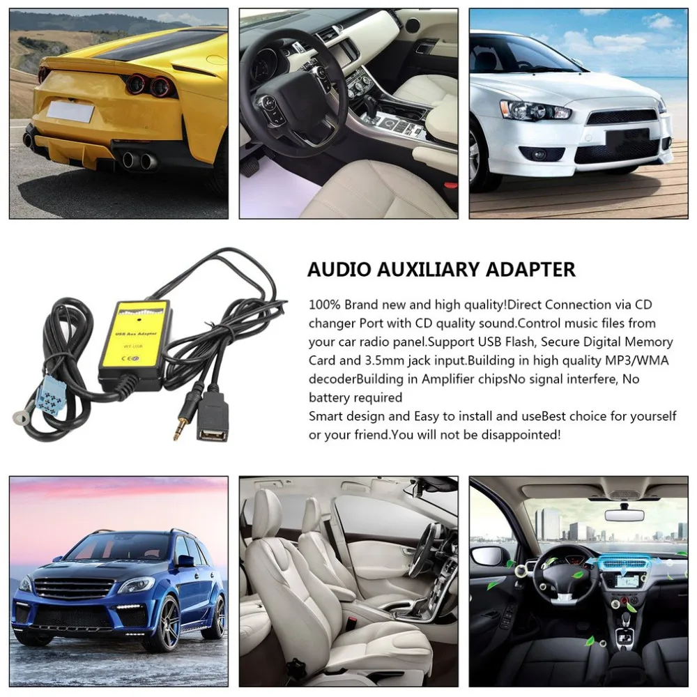 Автомобильный CD MP3 адаптер интерфейса USB вход AUX для Audi A2 A4 A6 S6 A8 TT S4 S8 с мини ISO 8P синий разъем лучшие продажи