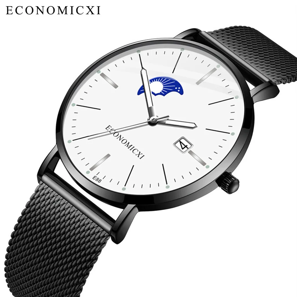Relogio masculino, модные мужские часы, простые, нержавеющая сталь, со светящимся маленьким циферблатом, мужские кварцевые часы, reloj hombre