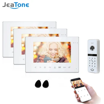 شراء Jeatone واي فاي الذكية فيديو باب الهاتف نظام اتصال داخلي مع 3x للرؤية الليلية مراقب 1x960p كلمة السر فتح كاميرا الجرس