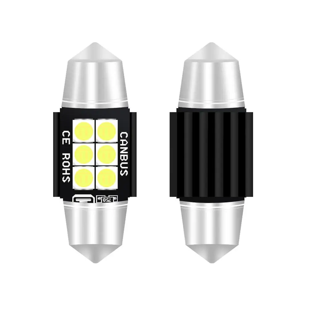 

2Pcs Car Small Light Double Tip 6smd-3030 Aluminum Brake Light Turn Signal Lamp Bulbs Indoor Reading Light
