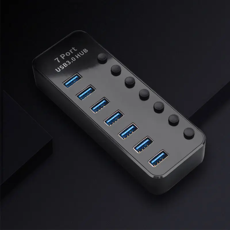 Алюминиевый сплав Многофункциональный USB 3,0 концентратор независимый светодиодный индикатор-переключатель Высокая скорость передачи 5 Гбит/с Поддержка горячей замены Plug a