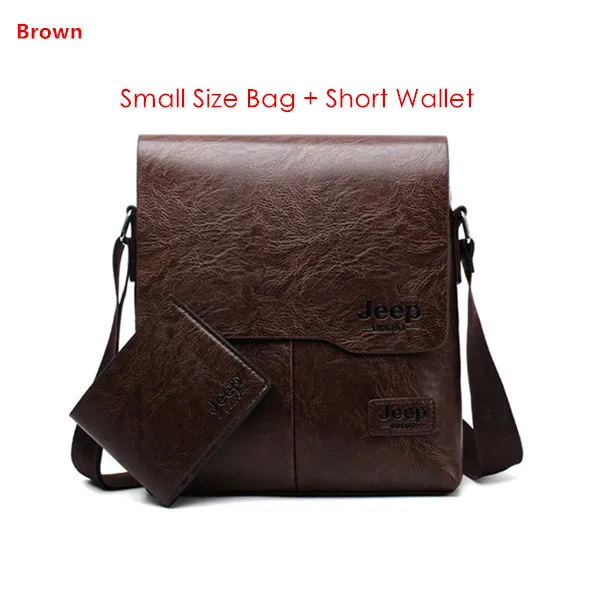 JEEP BULUO Man's Bag 2PC/Set Men Leather Messenger Shoulder Bags Business Crossbody Casual Bags Famous Brand Male Drop Shipping Brown 1505-1-W002