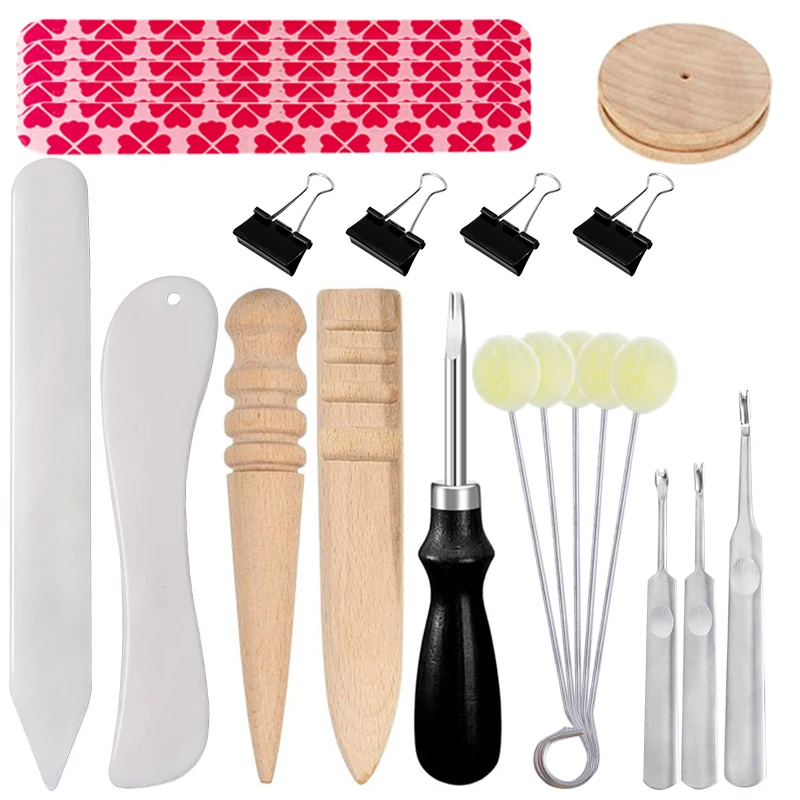 

Nonvor 23Pcs Leather Edge Beveler Leather Skiving Tools Wool Daubers Sanding Strip Clips Burnisher Leather Tool Set