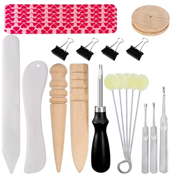 

Nonvor 23 Pieces Leather Edge Beveler Leather Skiving Tools, Wool Daubers, Sanding Strip, Clips, Burnisher, Leather Tool Set