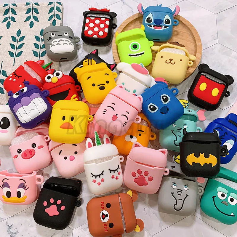 

Cartoon Cute box Wireless Bluetooth Headset case for Apple Airpods 1 2 Earphone soft Silicone Cover For Airpods Protective Cases