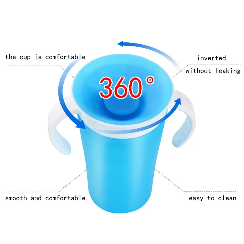 1PC 260ML 360 Degree Can Be Rotated Magic Cup LeakProof Child Water Cup Bottle Baby Learning Drinking Cups