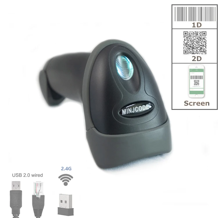 MiNJCODE MJ3650 2 4G беспроводной 2D дешевый прочный ручной сканер штрих-кода для склада |