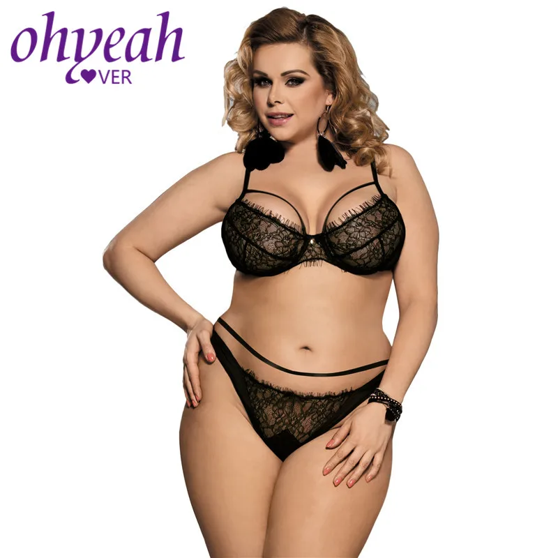 Ohyeahlover популярный белый/черный комплект с бюстгальтером 3XL/5XL размера плюс