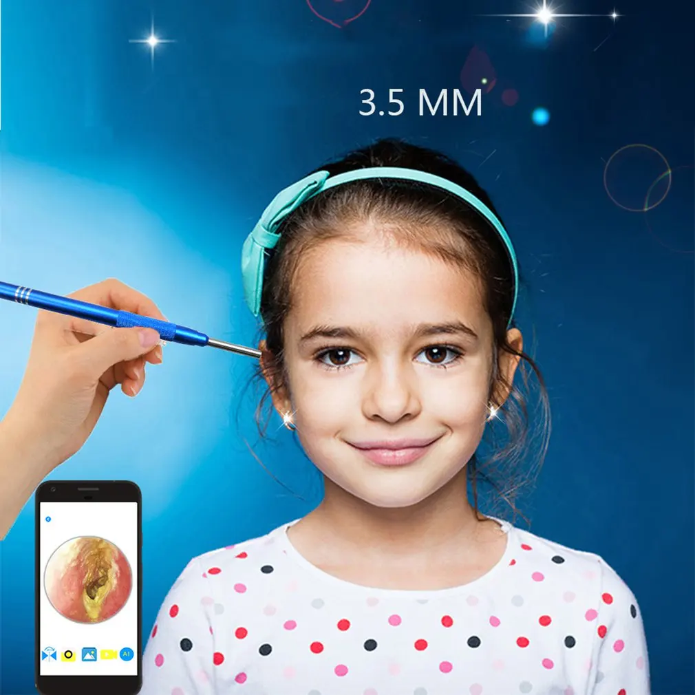 

Digging Ear Spoon Set Spiral Rotating Dig Spoon with LED Ears Cleaning Tool Earpick Earwax Remover 3.5MM Visible