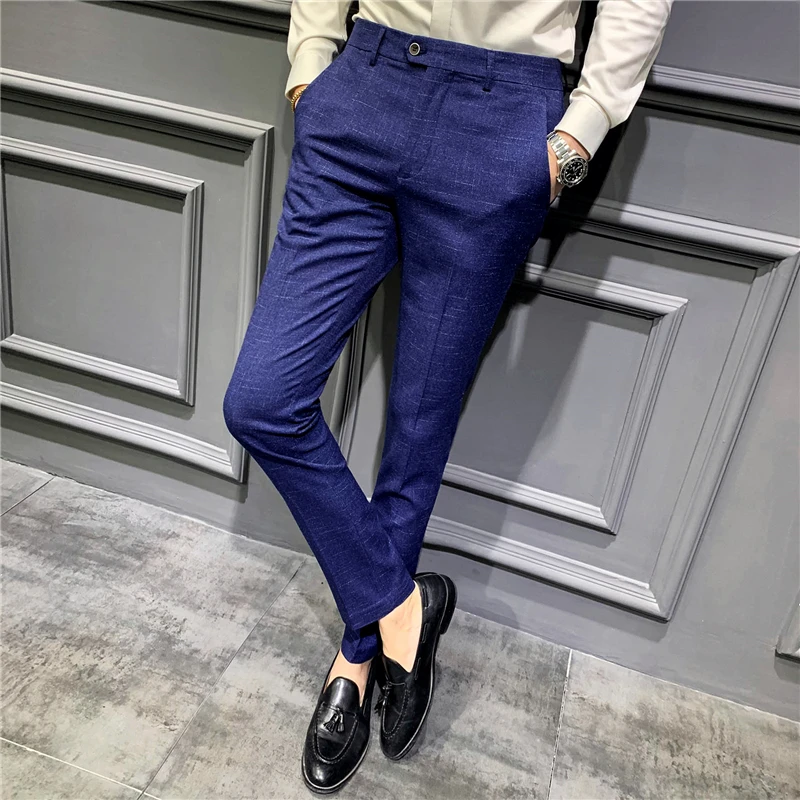Suit trousers autumn new men's fashion plaid large size suit pants high quality fabric men's business casual slim suit pants Suit trousers autumn new men's fashion plaid large size suit pants high quality fabric men's business casual slim suit pants
