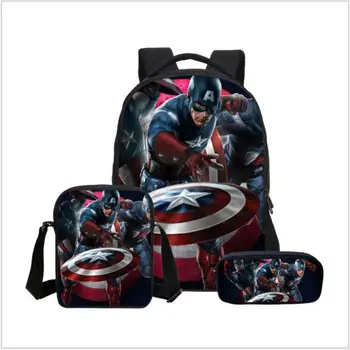 

3Pcs/Set Hot Printing Cartoon Avengers Kids Baby School Bags Thanos School Backpack Hero Children Schoolbag for Boys Bookbag