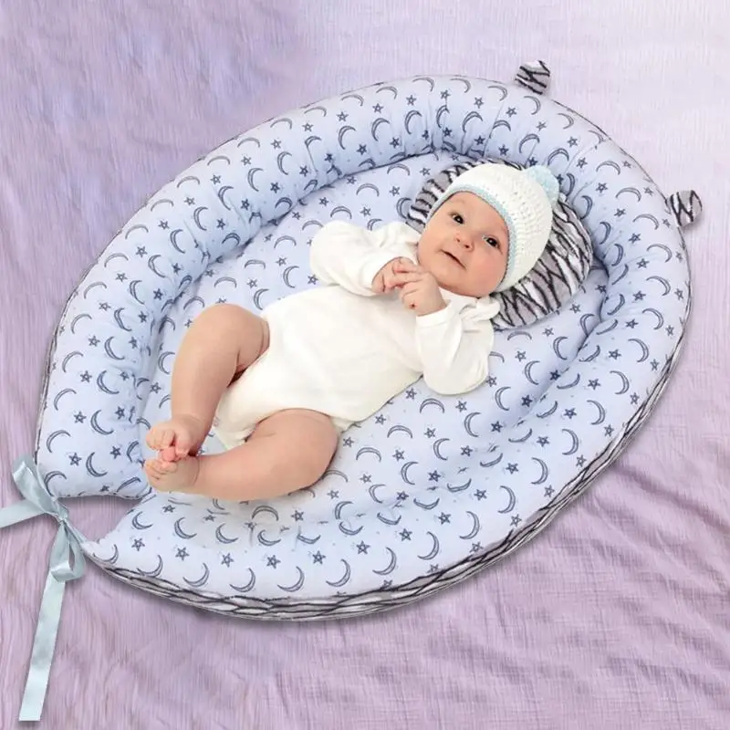Туристическая детская кроватка коврик для новорожденного хлопок Колыбель мультфильм моющийся Малыш безопасности мягкая Колыбель необходимые бытовые Детские приспособления для отдыха - Цвет: Серый