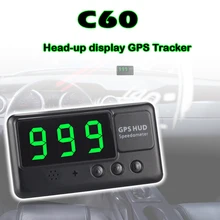 Автомобильный HUD gps Спидометр дисплей Цифровой автомобиль OverspeedAlarm C60 легкая настройка-подключи и играй gps локатор сверхскоростная сигнализация