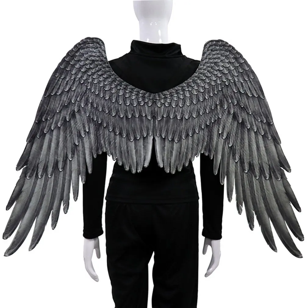 

The sexy Adult Kids Angel Wings Carnival Halloween Costumes Props Decoration Art Black White Fairy Feather Angel Wings