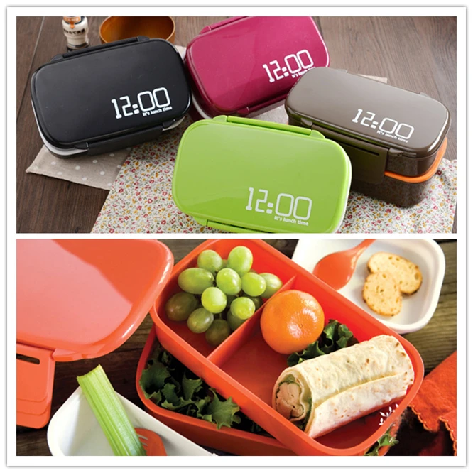 12pcs EMS High-grade 1400ml Capacity Double Layer Plastic Lunch Box Microwave oven Bento Box Food Container Lunchbox BPA Free