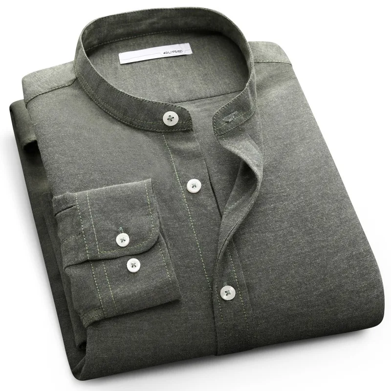 LANG Мужская брендовая рубашка G 5XL, новинка, повседневная мужская рубашка с воротником "Мандарин", приталенная Мужская рубашка, рубашки с длинным рукавом, Camisa Hombre, белая - Цвет: L7C0708